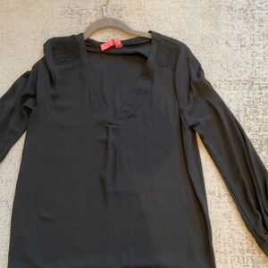 Eight Sixty black long sleeve deep V neck blouse.  Size S